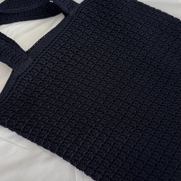 The Sak Purse Navy Blue Crochet Shoulder Bag Handbag Double Strap - Picture 2 of 5